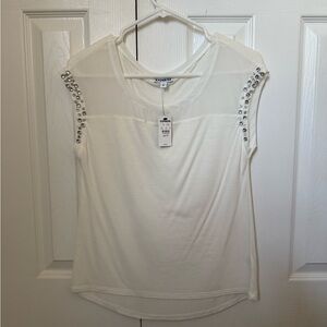 White Blouse with Embellished Sleeve